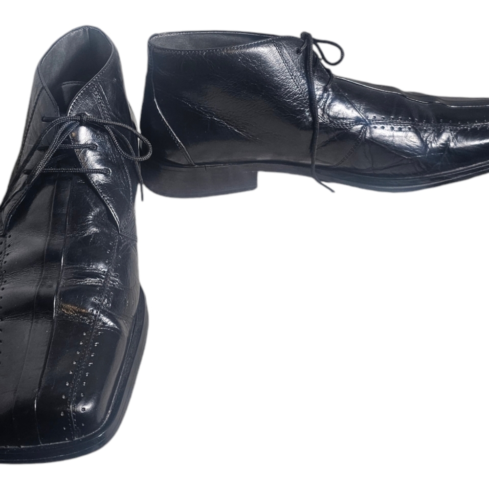 FRATELLI Shoes Mens Leather Size 10 M Square Toe Black Fratelli Footwear Dress